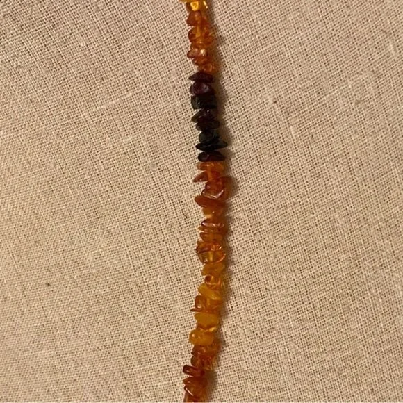 NECKLACE AMBER CHIPS HONEY GOLD AND CHERRY RED RUSTIC NATURAL BALTIC 24” - Picture 5 of 9